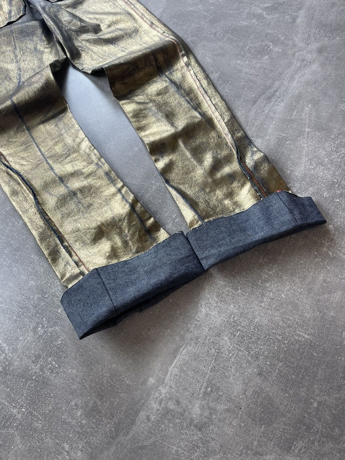 Vintage × Vivienne Westwood Vivienne Westwood Red Label Gold Foil Jeans Runway Archives Size 26" / US 2 / IT 38 - 3 Thumbnail