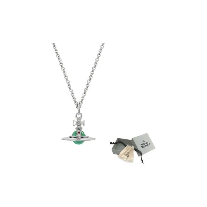 Vivienne Westwood Vivienne Westwood Tiny Orb Saturn Necklace in Green 0079 Size ONE SIZE - 1 Thumbnail