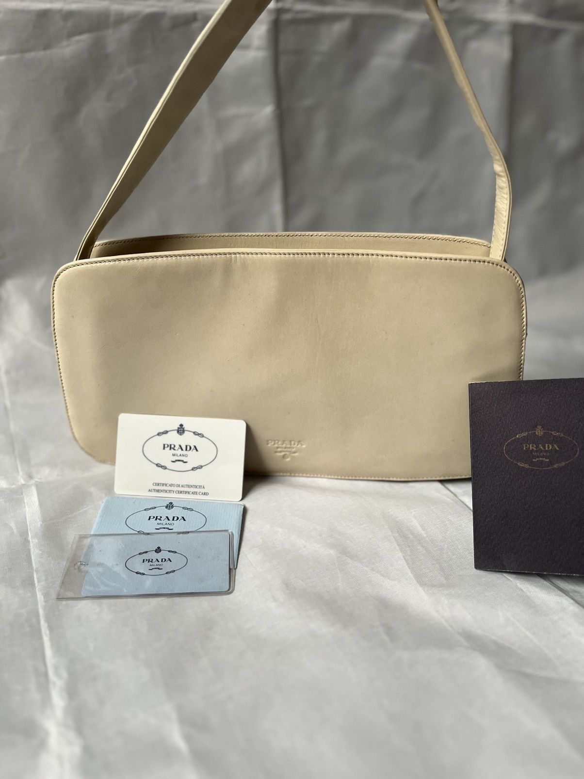 Prada Prada Vintage Beige Leather Shoulder Bag, Authenticity Cards Size ONE SIZE - 1 Thumbnail