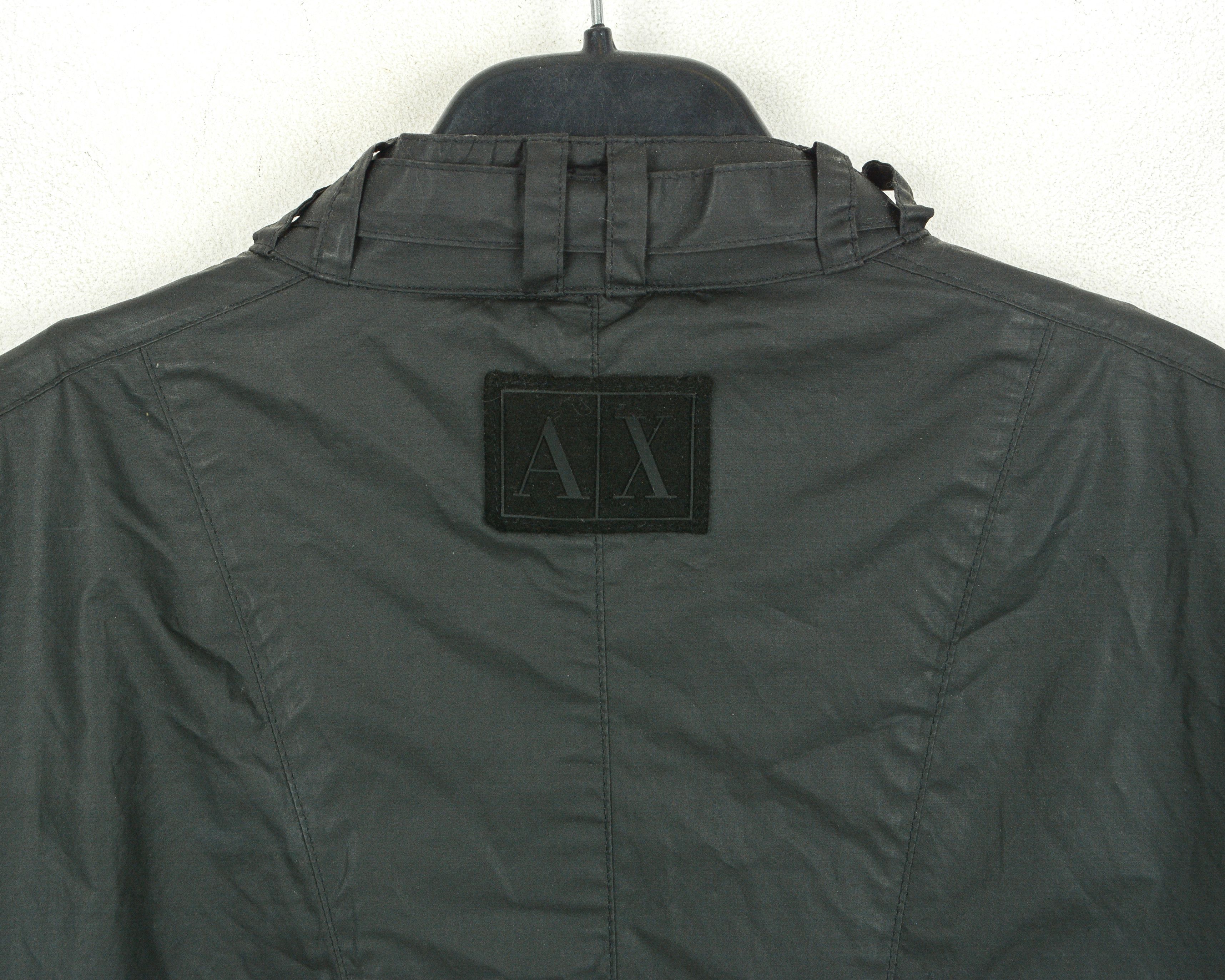 Armani Exchange AX men L Bomber Jacket Waxed cotton Racer Moto Black Coat Size US L / EU 52-54 / 3 - 6 Thumbnail