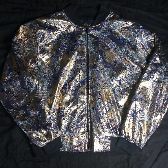 Other Pacific I.D. Abstract Metallic Gold Foil Bomber Satin Jacket Size S / US 4 / IT 40 - 2 Thumbnail