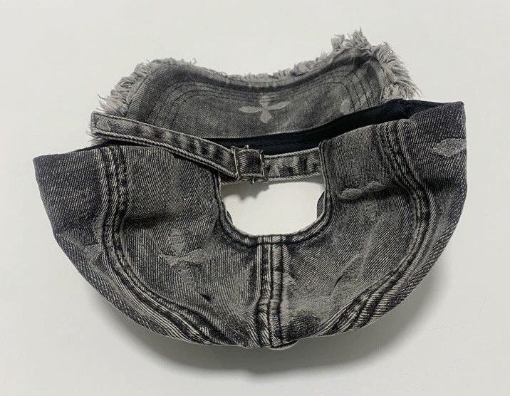 Japanese Brand Vintage rare washed jacquard frayed fringe denim cap Size ONE SIZE - 4 Thumbnail