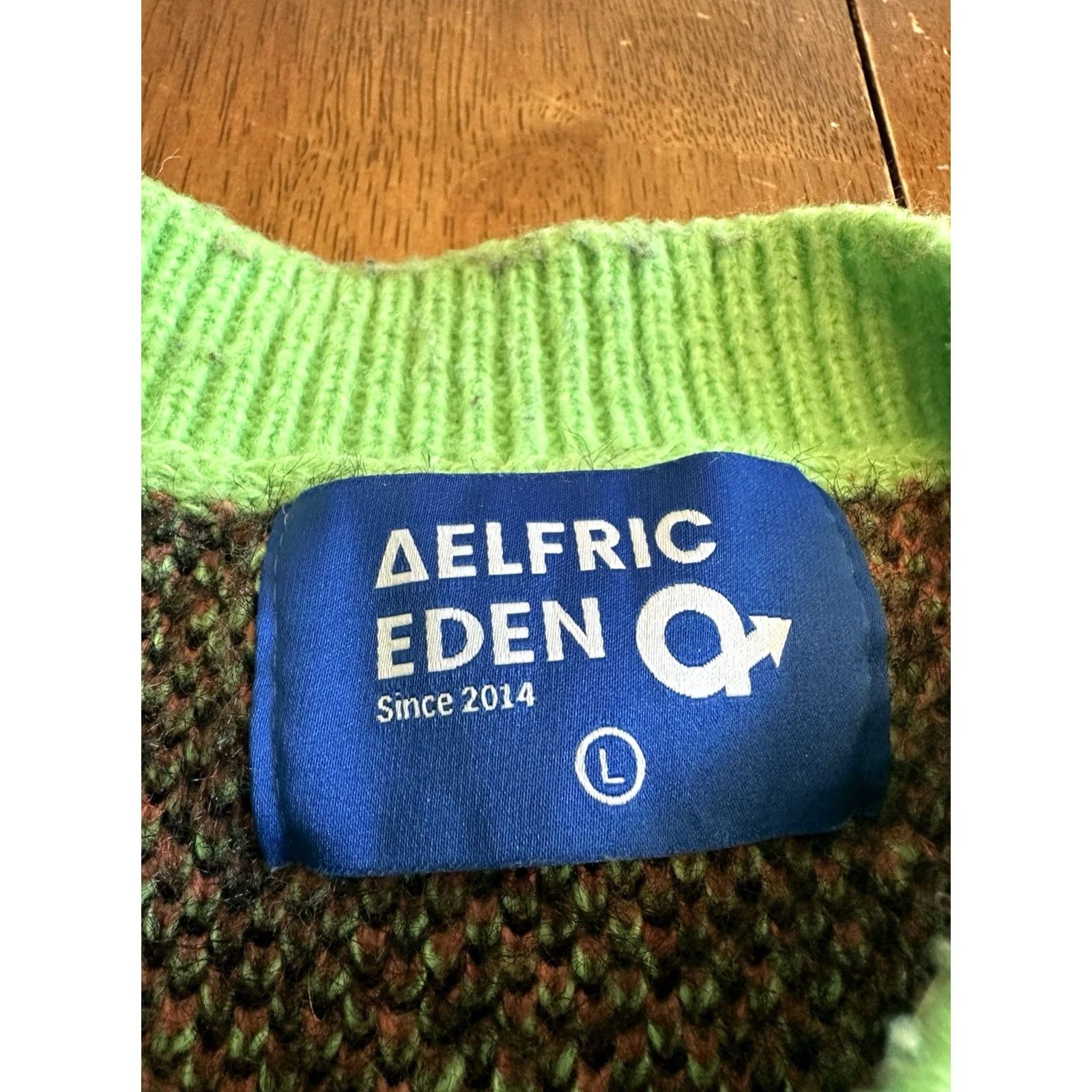 Vintage Aelfric Eden Knit Sweater Large Spooky Cat Case Zephyr Orange Green Unisex Adults Size L / US 10 / IT 46 - 7 Thumbnail