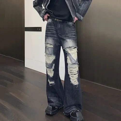 Japanese Brand Frayed Edge Straight jeans Size US 34 / EU 50 - 1 Thumbnail