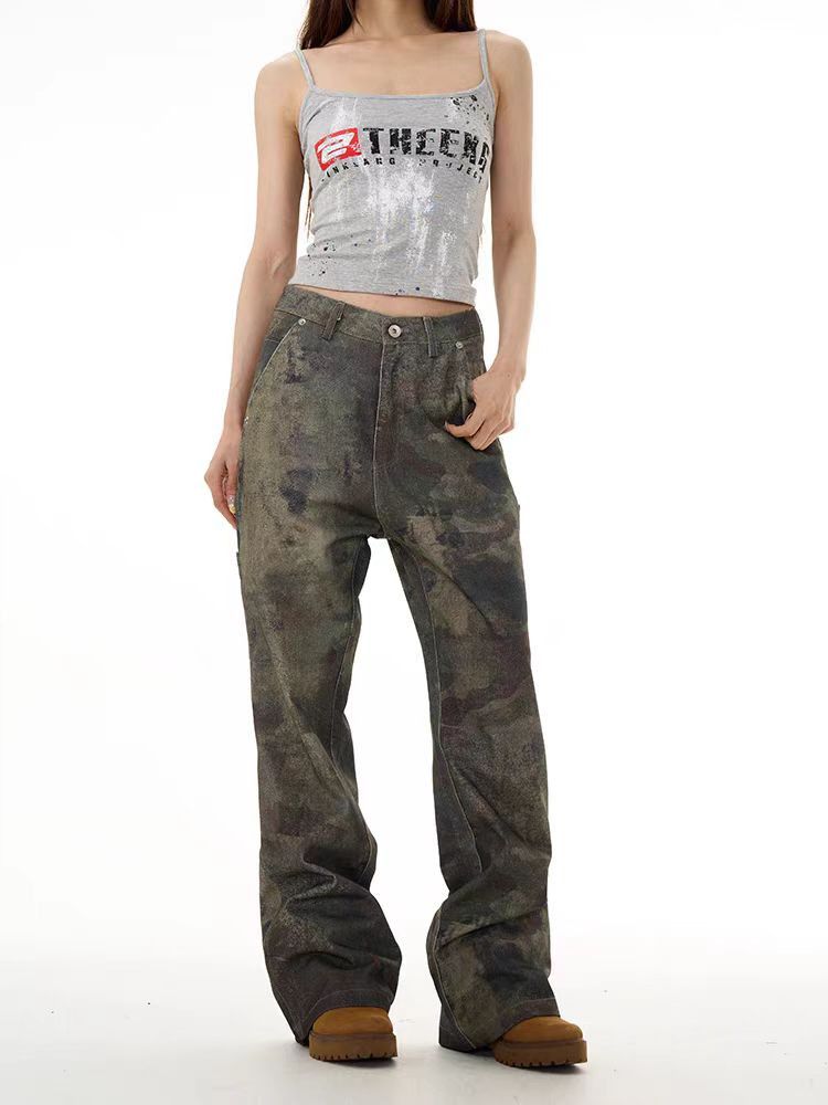 Japanese Brand × Jean Vintage washed camouflage high street micro flare jeans Size US 32 / EU 48 - 3 Thumbnail