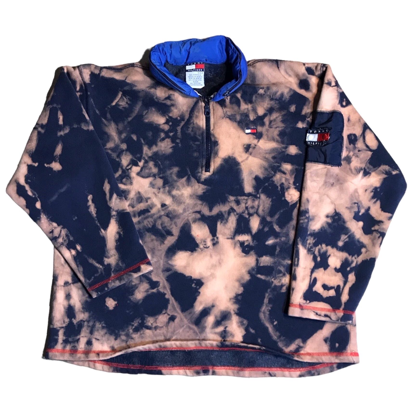 Tommy Hilfiger Tommy Hilfiger Sweatshirt Women M Tie Dye Hooded 1/4 Zip Pullover Long Sleeve Blue Cotton Blend Logo Sports Size M / US 6-8 / IT 42-44 - 2 Thumbnail