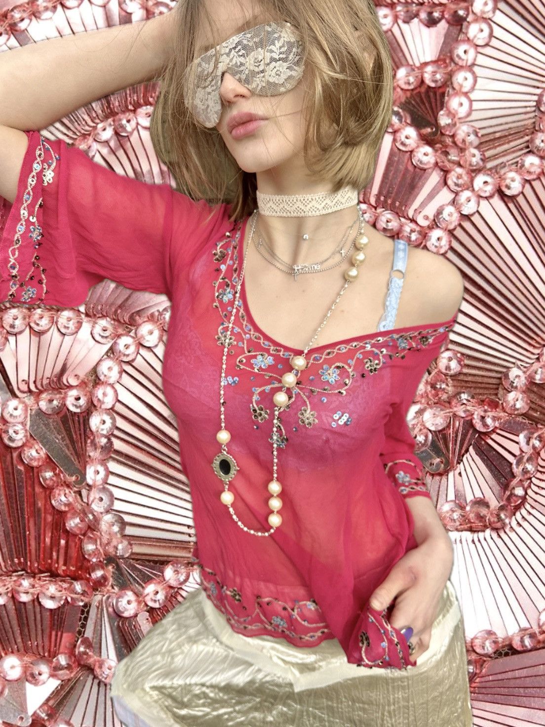 Vintage Vintage Silk hot pink translucent blouse Size S / US 4 / IT 40 - 1 Thumbnail