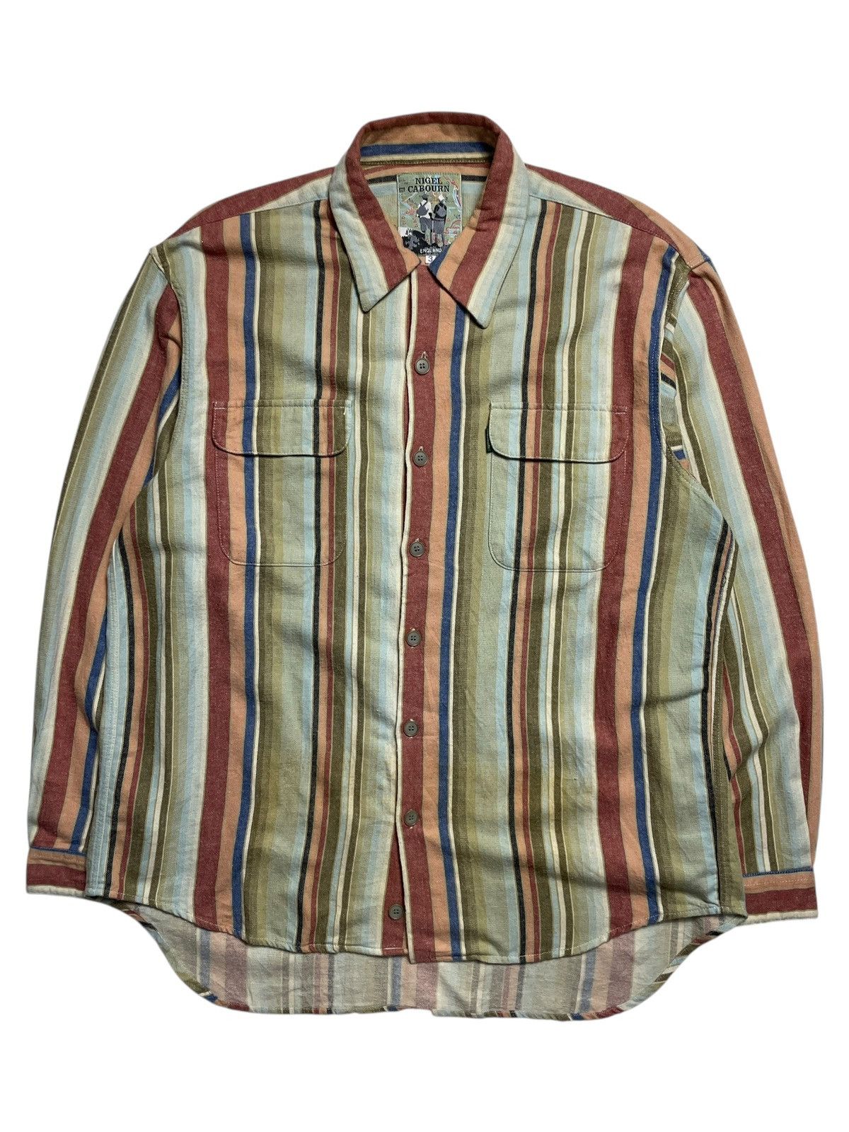 Nigel Cabourn 1990’s Nigel Cabourn - Stripe Long Shirt Size US XL / EU 56 / 4 - 1 Thumbnail
