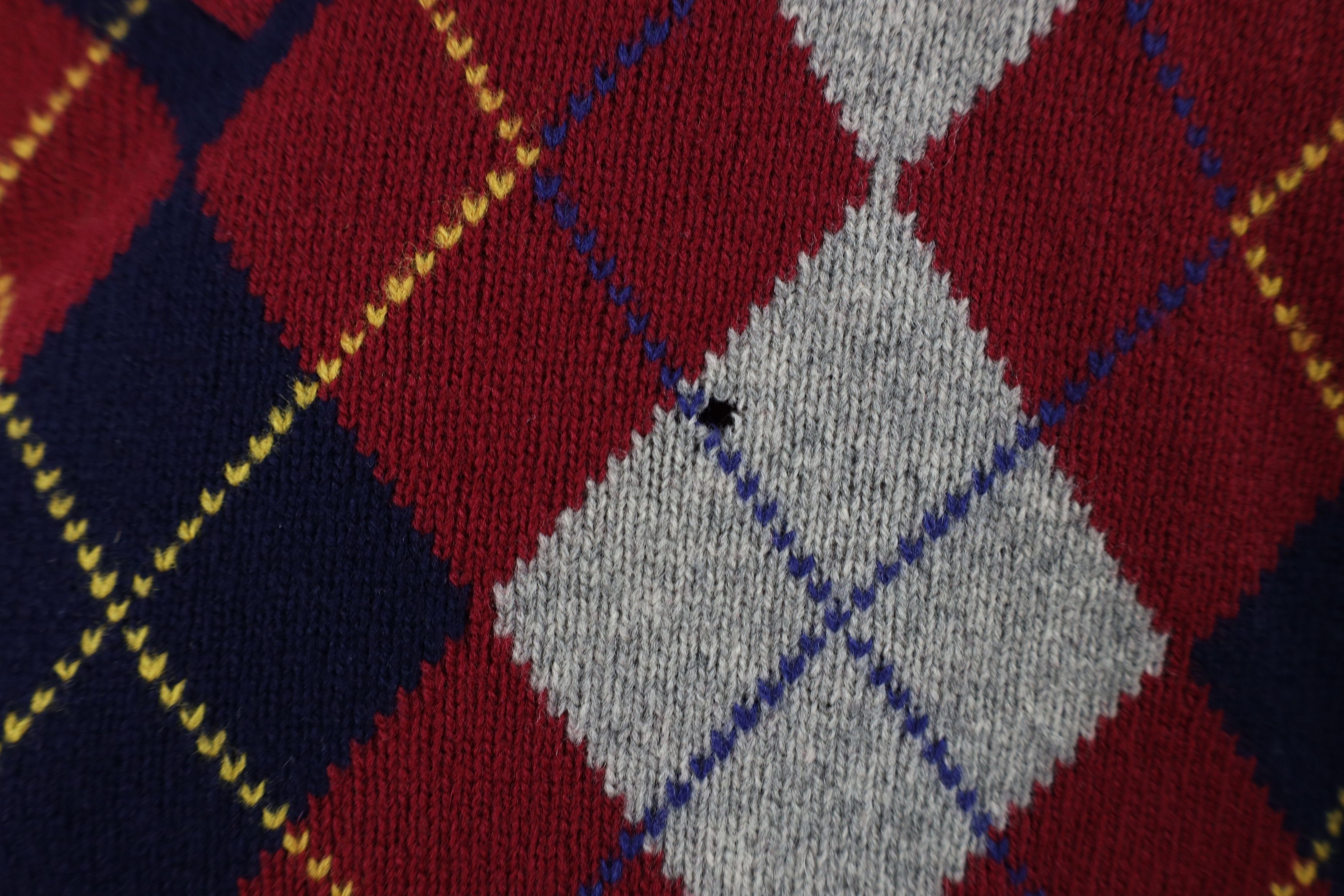 Vintage Vintage 90s Streetwear Lambswool Diamond Argyle Knit Sweater Size US XL / EU 56 / 4 - 8 Thumbnail