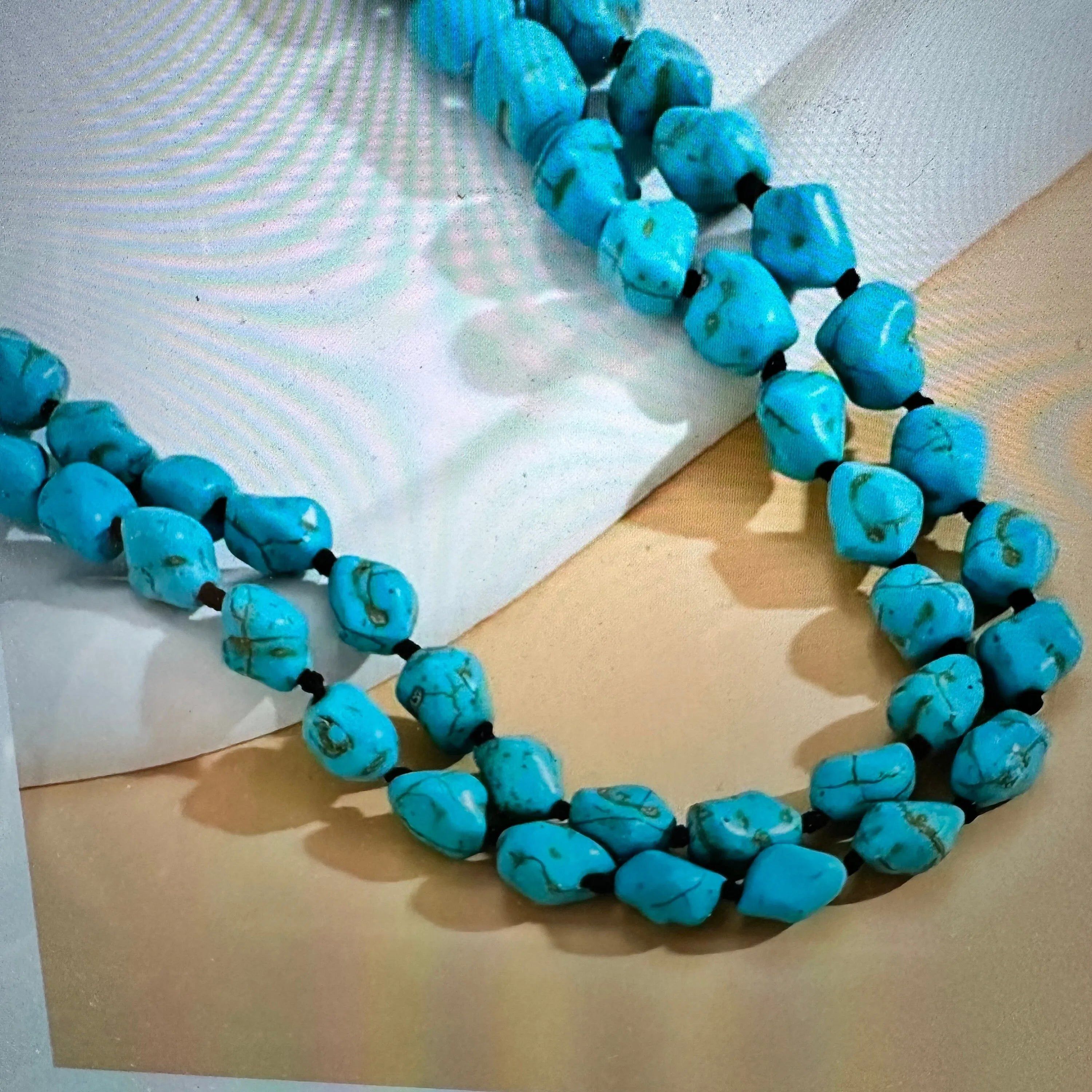 Other Handcrafted Boho Turquoise Stone Beaded Necklace, Double Wra Size ONE SIZE - 2 Thumbnail