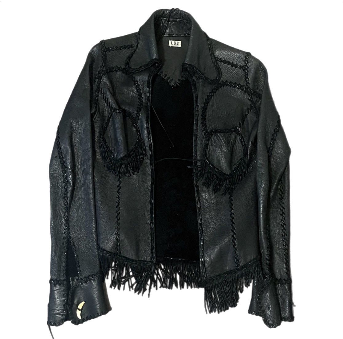 Le Grande Bleu (L.G.B.) LGB Archive Black Leather Fringe Jacket