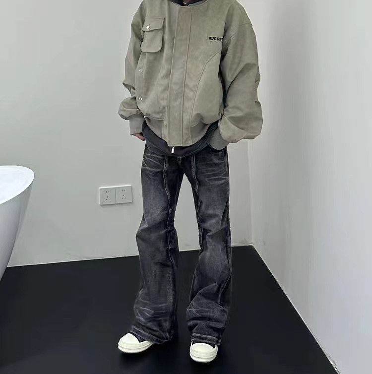 Japanese Brand × Jean Vintage street pleated washed and faded micro flare jeans Size US 32 / EU 48 - 4 Thumbnail