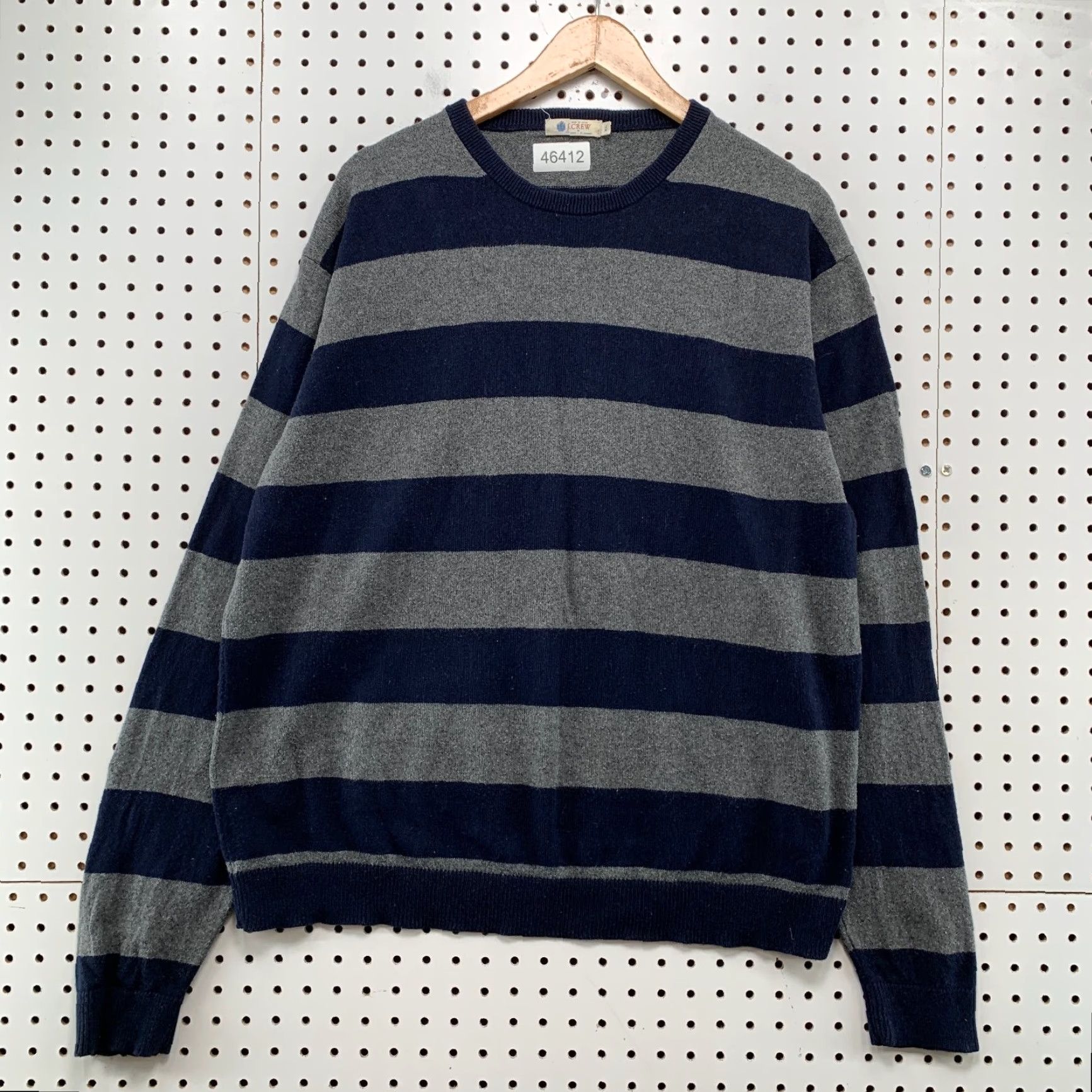 J.Crew J. CREW Sweater Mens XL Blue Gray Striped Cotton Cashmere Blend Preppy Pullover Size US XL / EU 56 / 4 - 2 Thumbnail