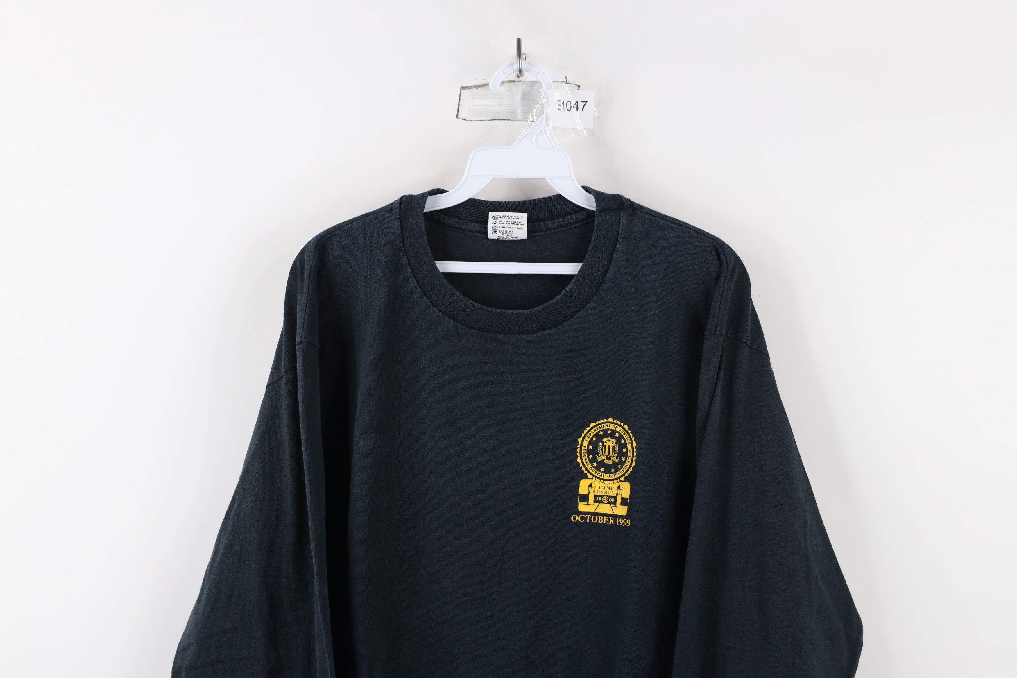 Vintage Vintage 90s FBI Swat School Long Sleeve T-Shirt Black USA Size US XL / EU 56 / 4 - 2 Thumbnail