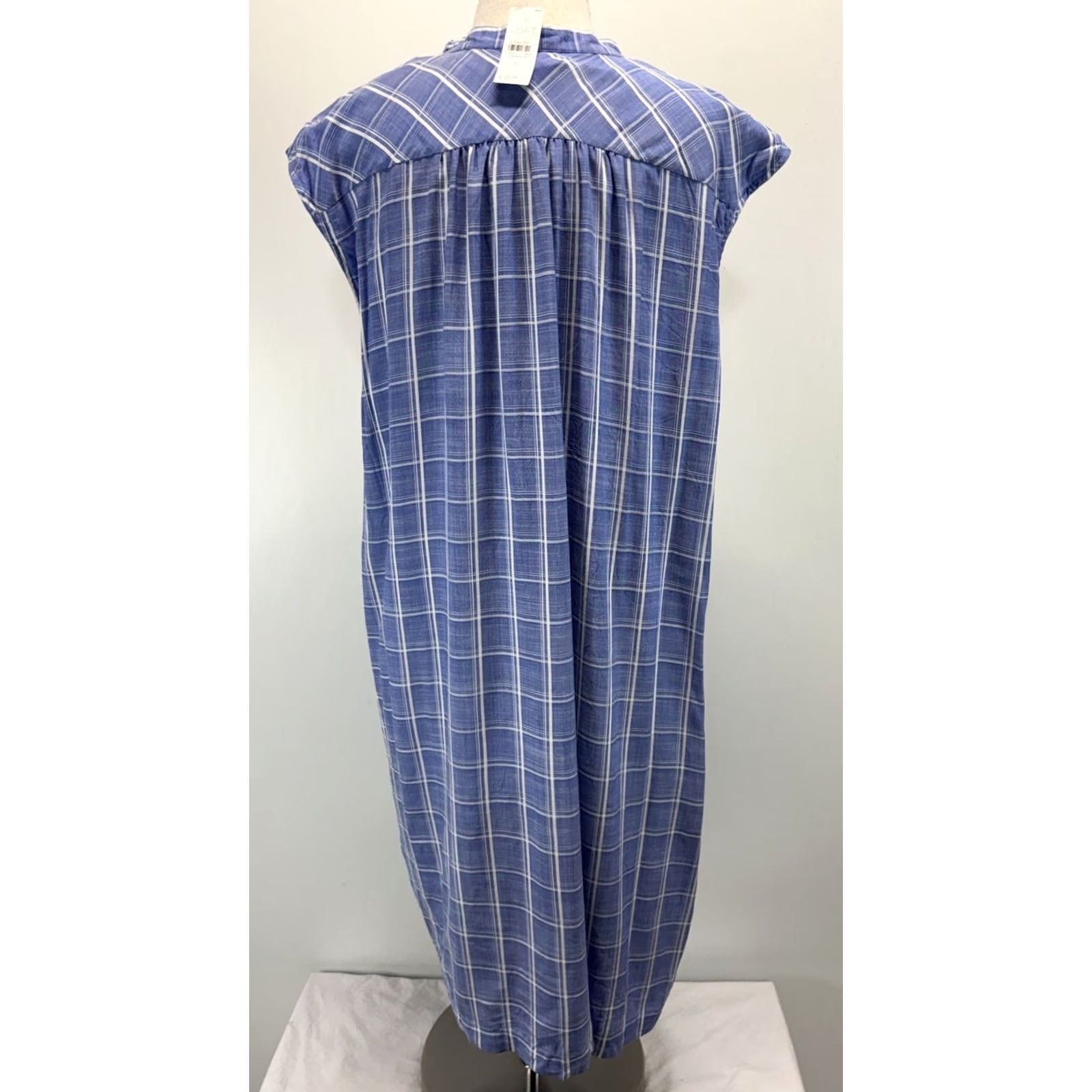 Loft LOFT Shift Dress Blue Windowpane Sleeveless Women XL Casual Summer Knee Length Check Pattern Size XL / US 12-14 / IT 48-50 - 3 Thumbnail
