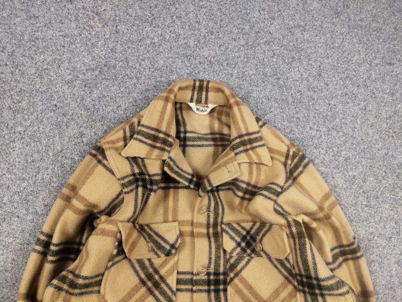 Vintage 60's Woolrich USA Plaid Wool Coat Pocket Jacket