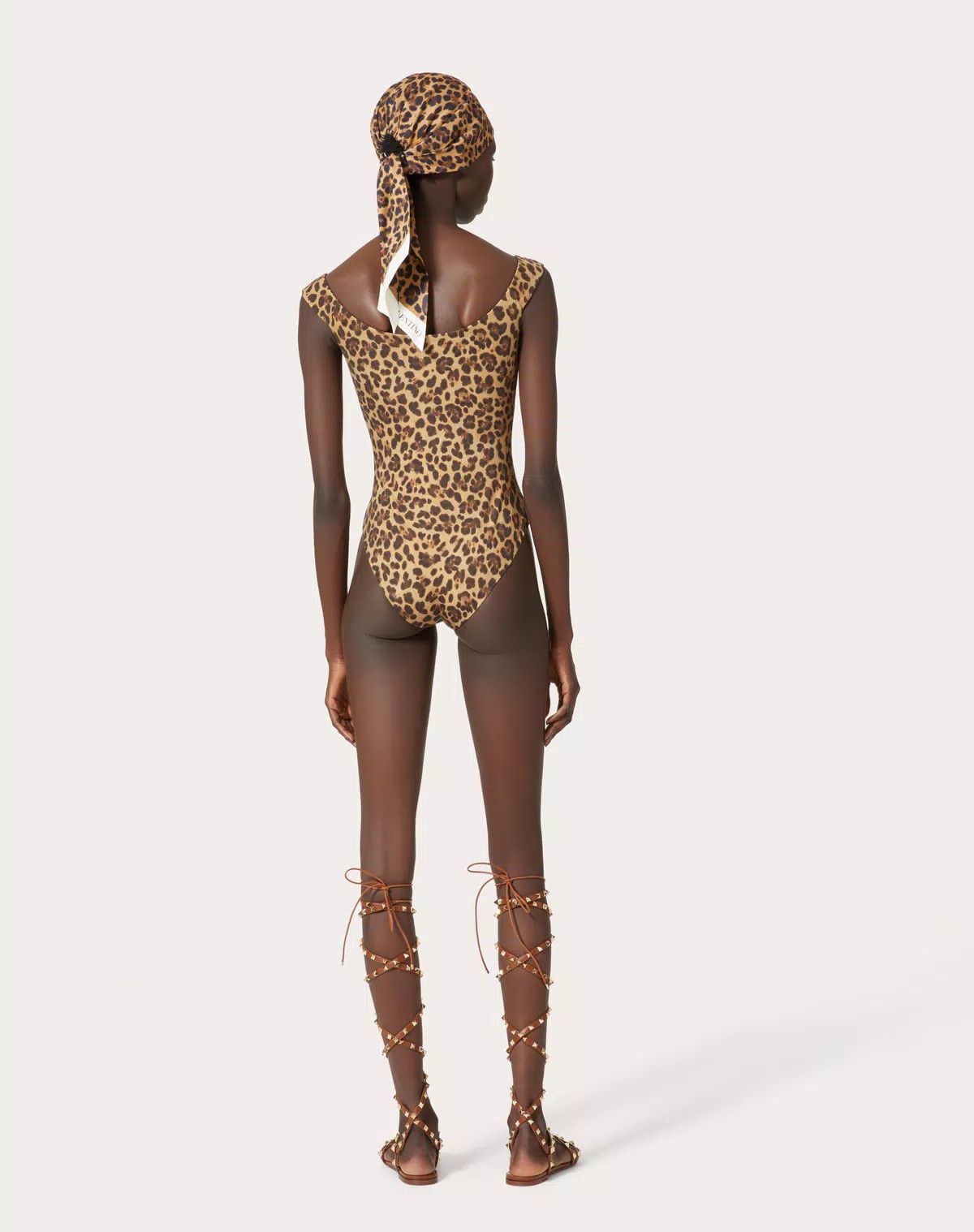 Valentino o1s1wg110625 Animalier Lycra Swimsuit in Leopoard/Brown Size XS / US 0-2 / IT 36-38 - 4 Thumbnail