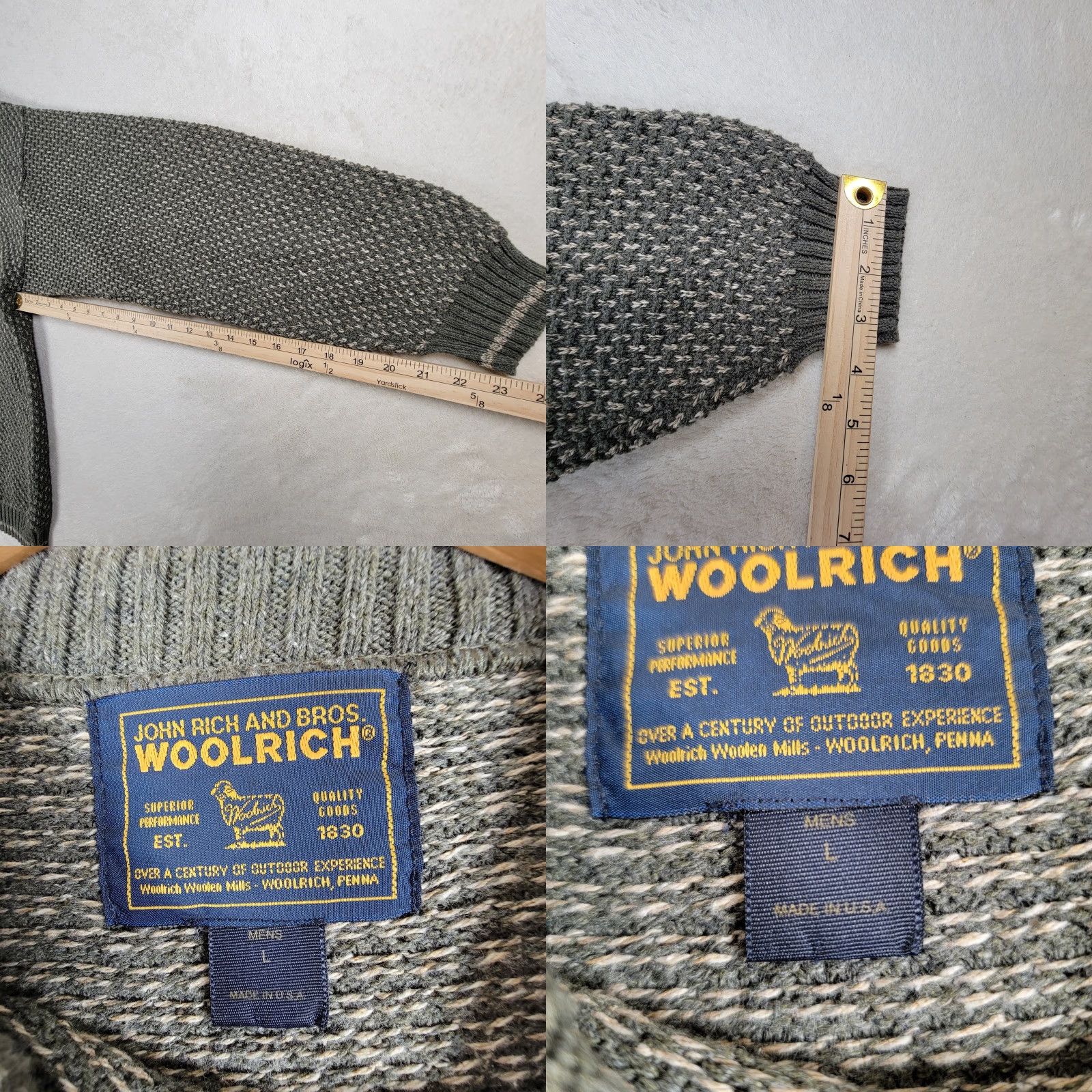 Vintage VINTAGE Woolrich Men's Large Tall Crew Neck Sweater - Gray USA Made Pullover Knit Shirt Size US L / EU 52-54 / 3 - 9 Thumbnail