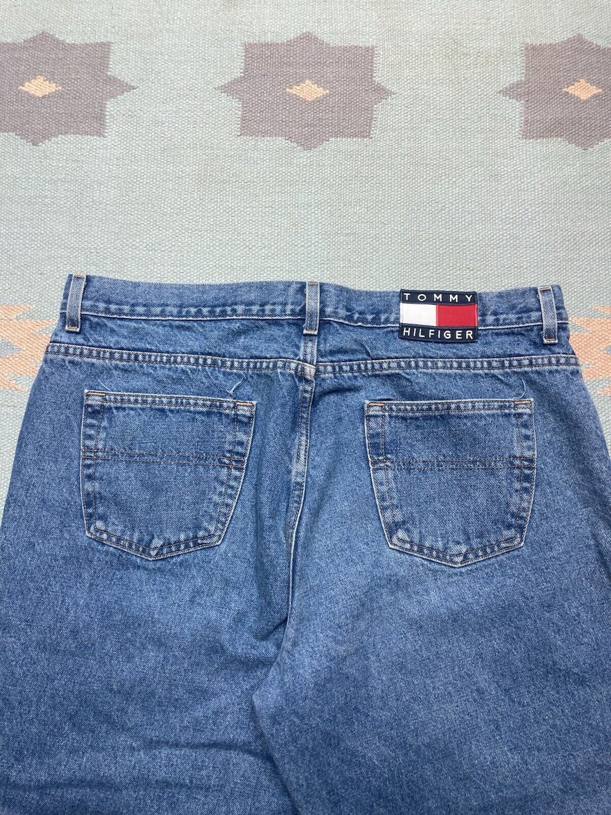 Tommy Hilfiger × Vintage Vtg y2k baggy jeans Tommy Hilfiger wide skater flag 38x25 Size US 38 / EU 54 - 3 Thumbnail