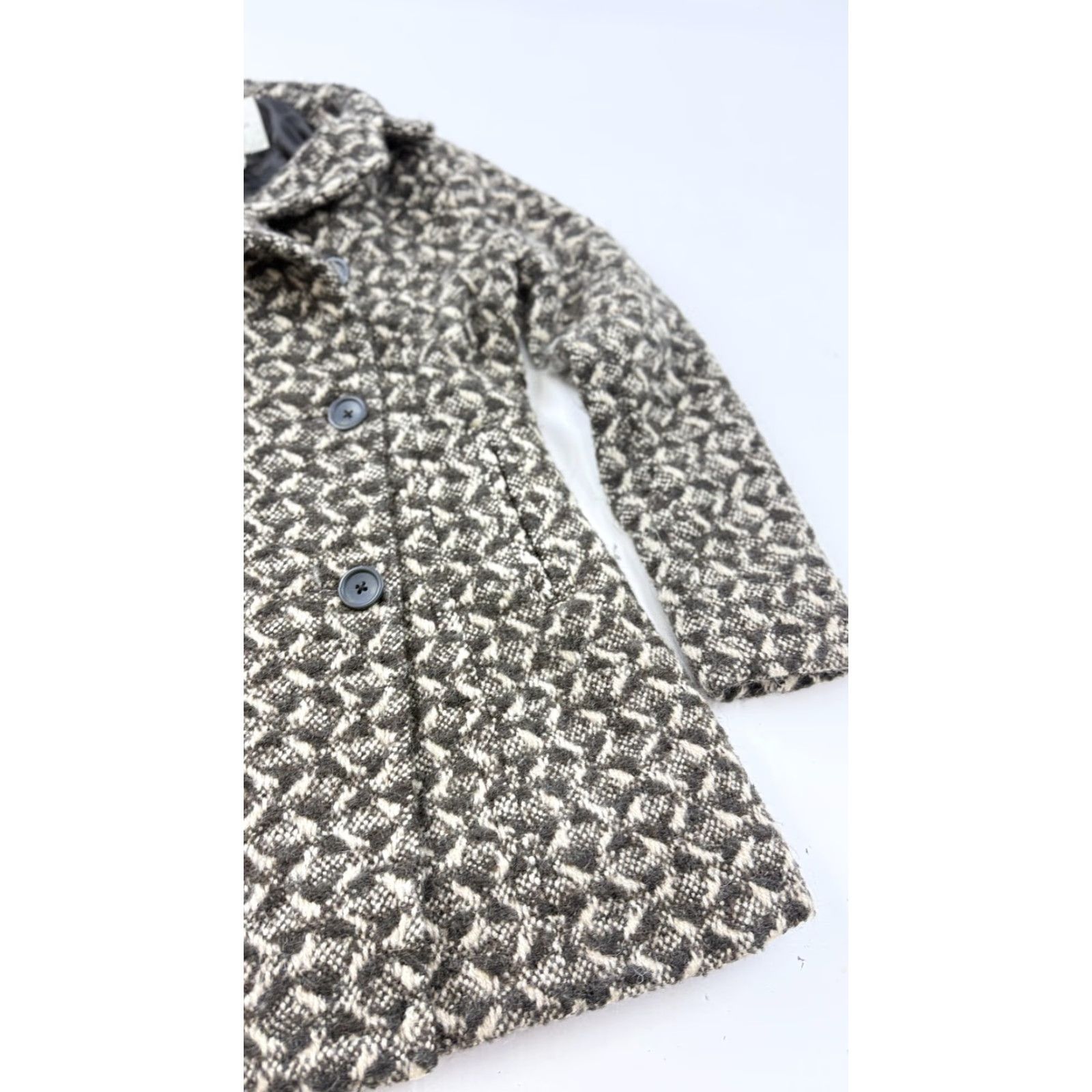 Banana Republic Banana Republic Coat Womens Small Black Wool Tweed Geometric Button Front Size S / US 4 / IT 40 - 3 Thumbnail