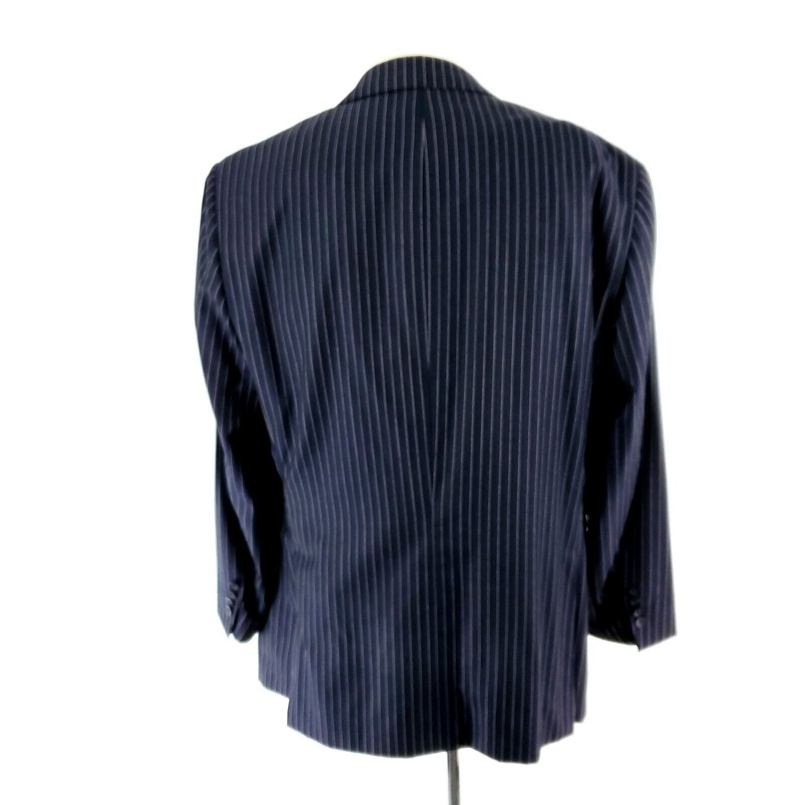 Samuelsohn Samuelsohn Super 130s Wool 44R Blue Striped Extra Pocket SB Size 44R - 5 Thumbnail