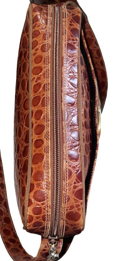 Salvatore Ferragamo Vara Ribbon Crocodile Embossed Leather Red/Bordeaux Purse Size ONE SIZE - 4 Thumbnail