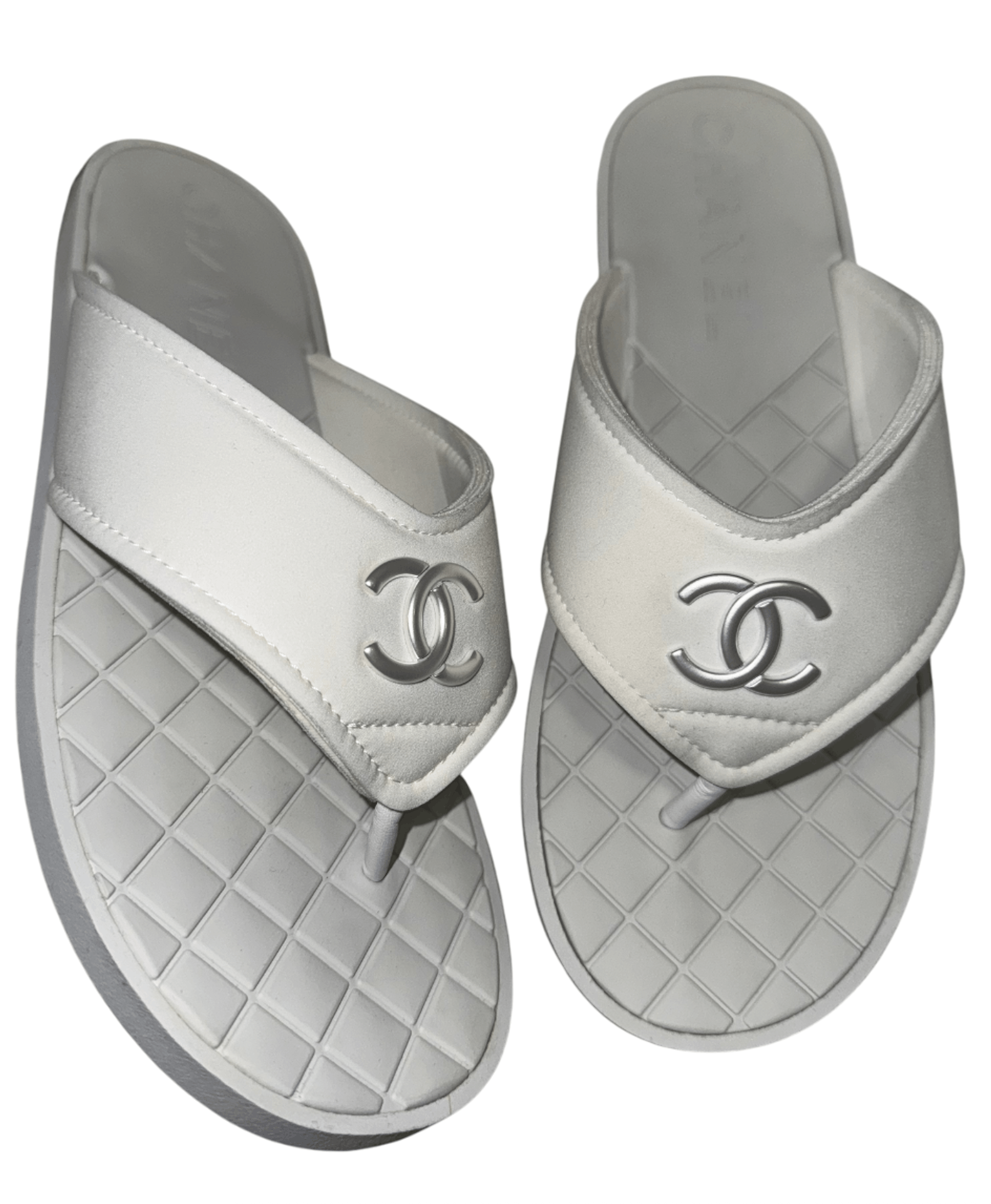 Chanel 23P Cc Logo Slip On Thong Flip Flop Flat Sandal 41 in White, Women's (Size 11)