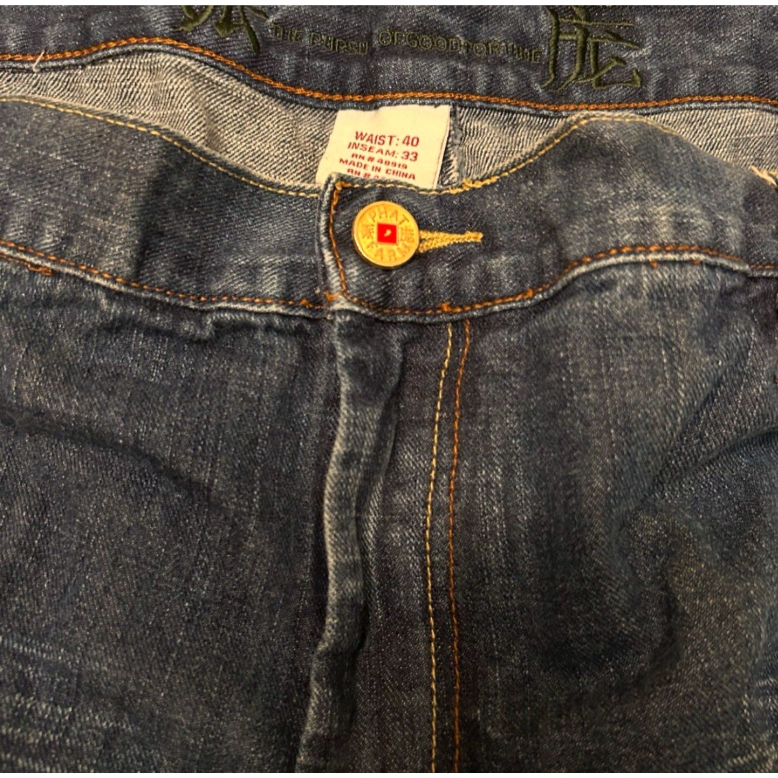Phat Farm VINTAGE Phat Farm Jeans Baggy Grunge Skater Y2K Japan Fortune VTG Mens 40 Blue Denim Wide-Leg 32 In Inseam 40x32 Size US 40 / EU 56 - 4 Thumbnail