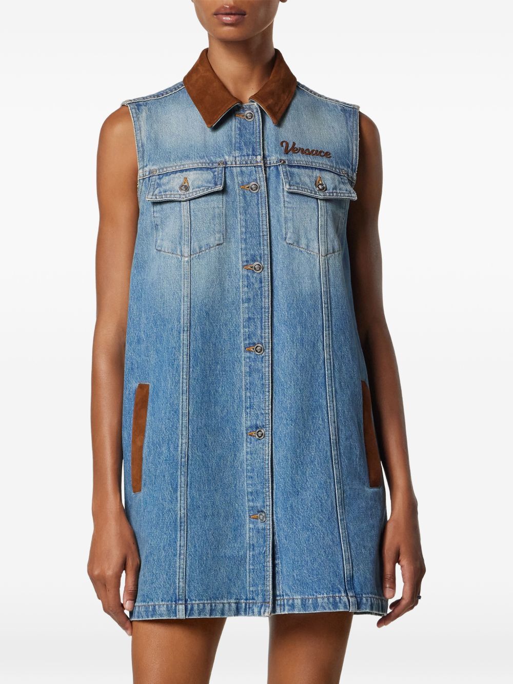 Versace DENM COTTON DRESS Size S / US 4 / IT 40 - 1 Thumbnail