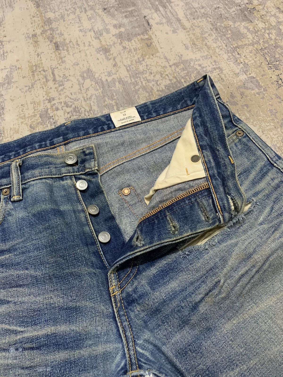 Japanese Brand Japanese Blue Work Custom Sashiko Boro Selvedge Denim Size US 35 - 9 Thumbnail