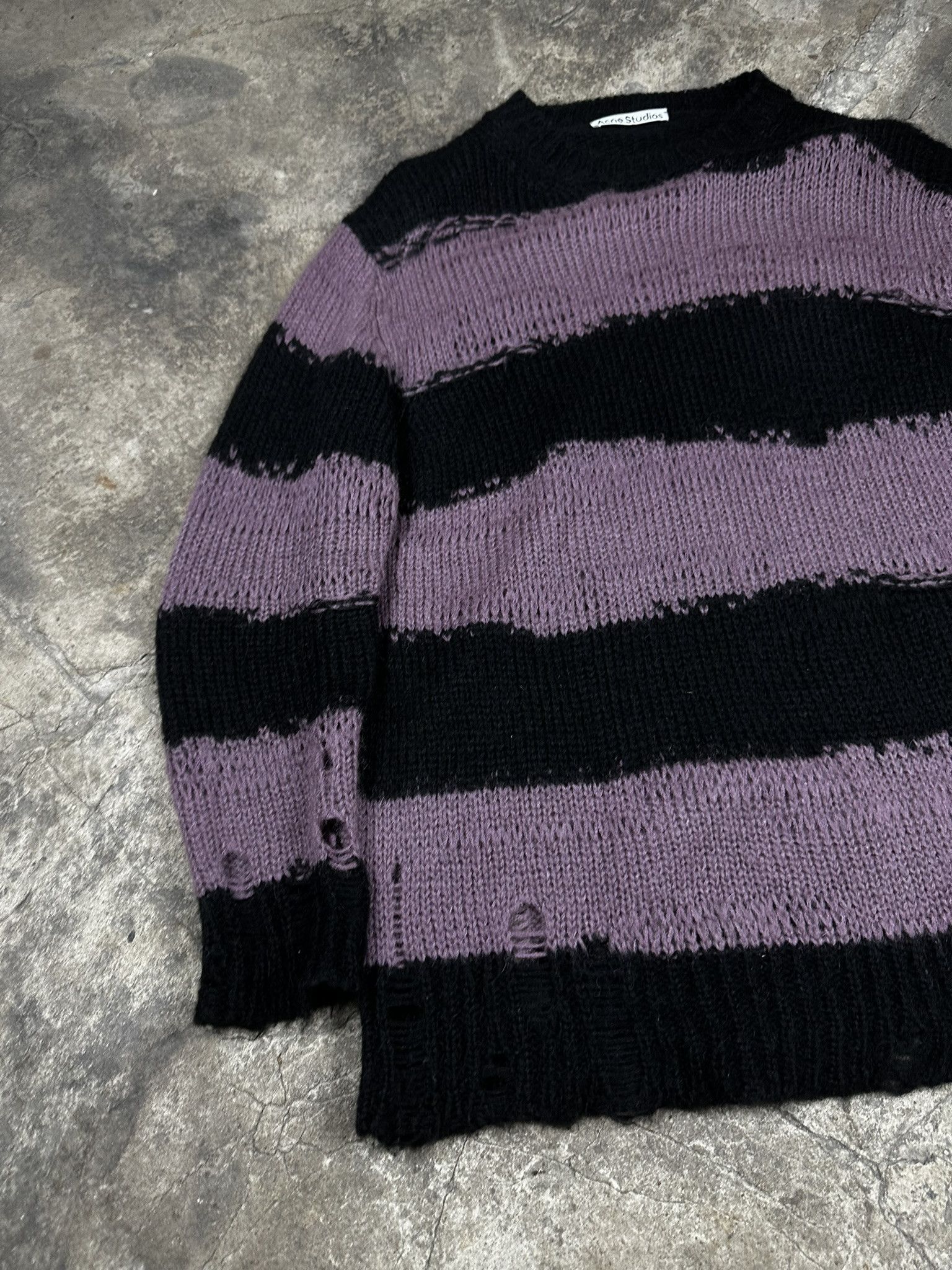 Acne Studios Acne Studios Mohair Distressed Stripped Knit Kurt Cobain Size US M / EU 48-50 / 2 - 2 Thumbnail