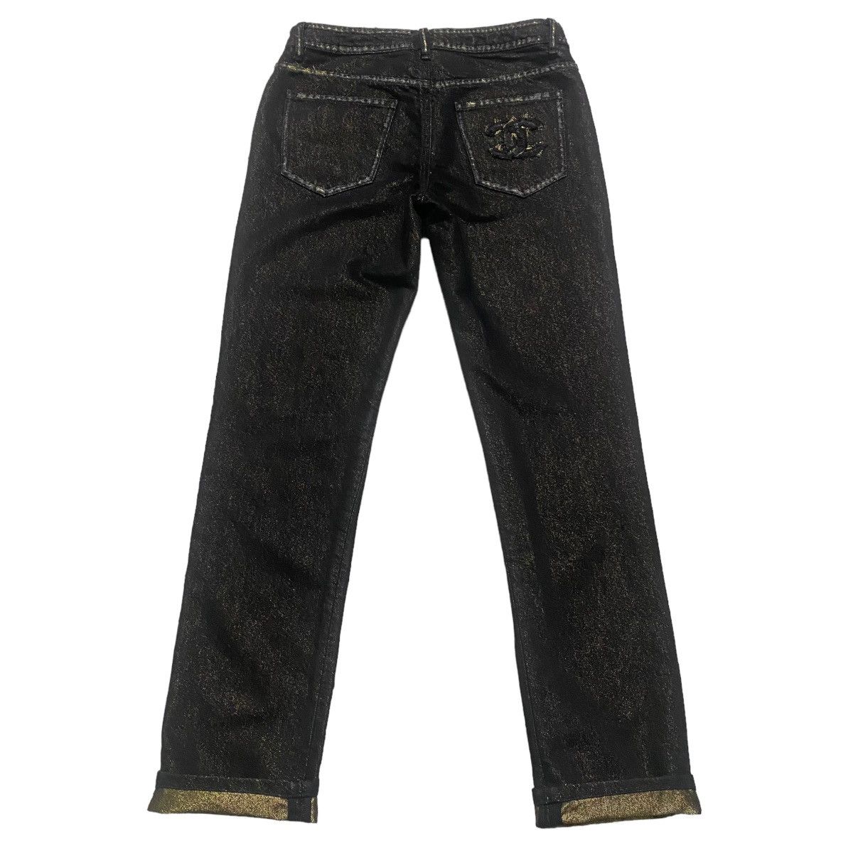 Chanel Chanel Noir Black&Gold Logo Pocket Denim Jeans Size 28" / US 6 / IT 42 - 2 Thumbnail