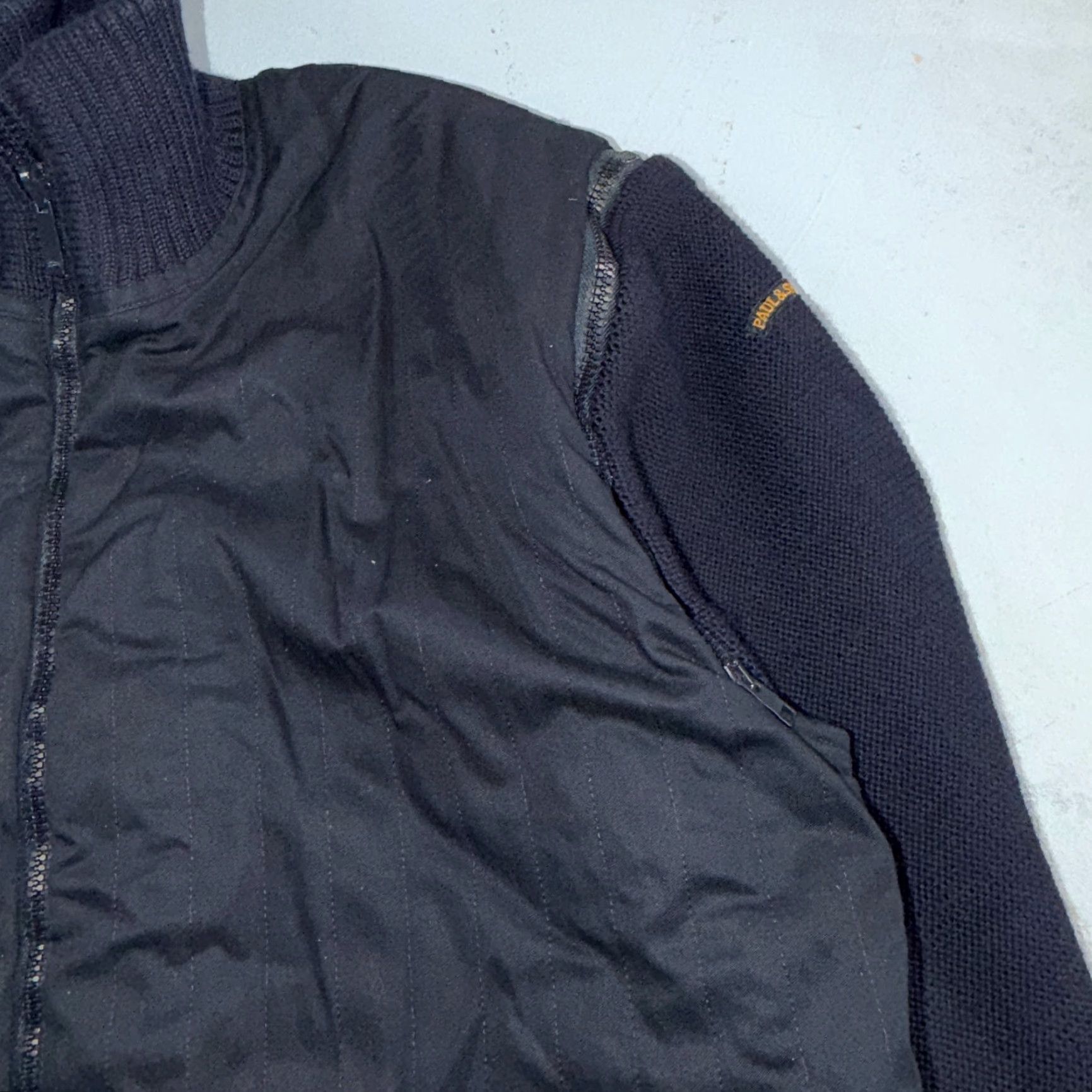 Paul & Shark VINTAGE Paul & Shark Yachting Jacket Wool Bomber Full Zip Removable Sleeves XL Blue Mens Italy Heavy Knit Wool Revesible/Bomber Style 90s Size US XL / EU 56 / 4 - 4 Thumbnail