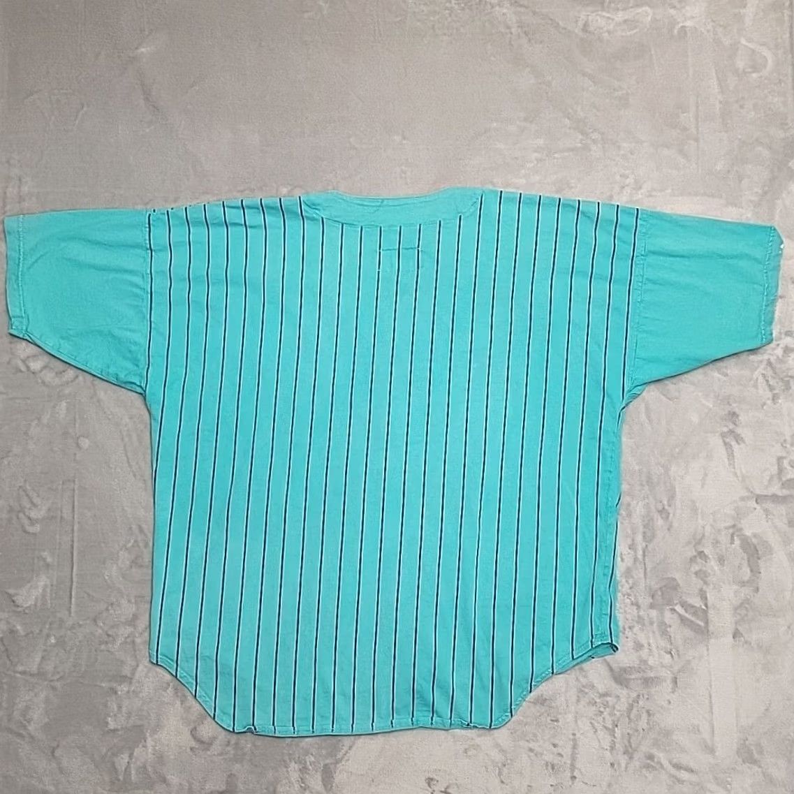 Altea VTG ENUF INT'L Shirt Mens M Teal Pinstripe Baseball Jersey Made In The USA Shirt Mens M Teal Pinstripe Baseball Jersey USA Size US M / EU 48-50 / 2 - 6 Thumbnail