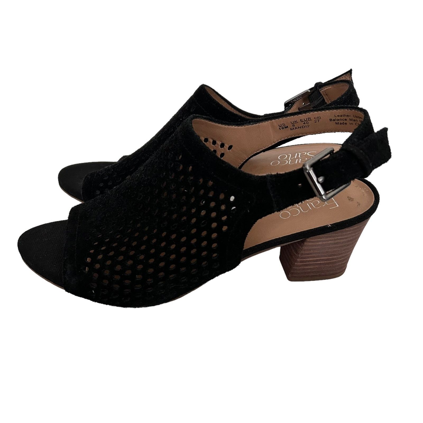 Other Franco Sarto Black Suede Peep Toe Slingback Heels Sz 10 Size US 10 / IT 40 - 3 Thumbnail