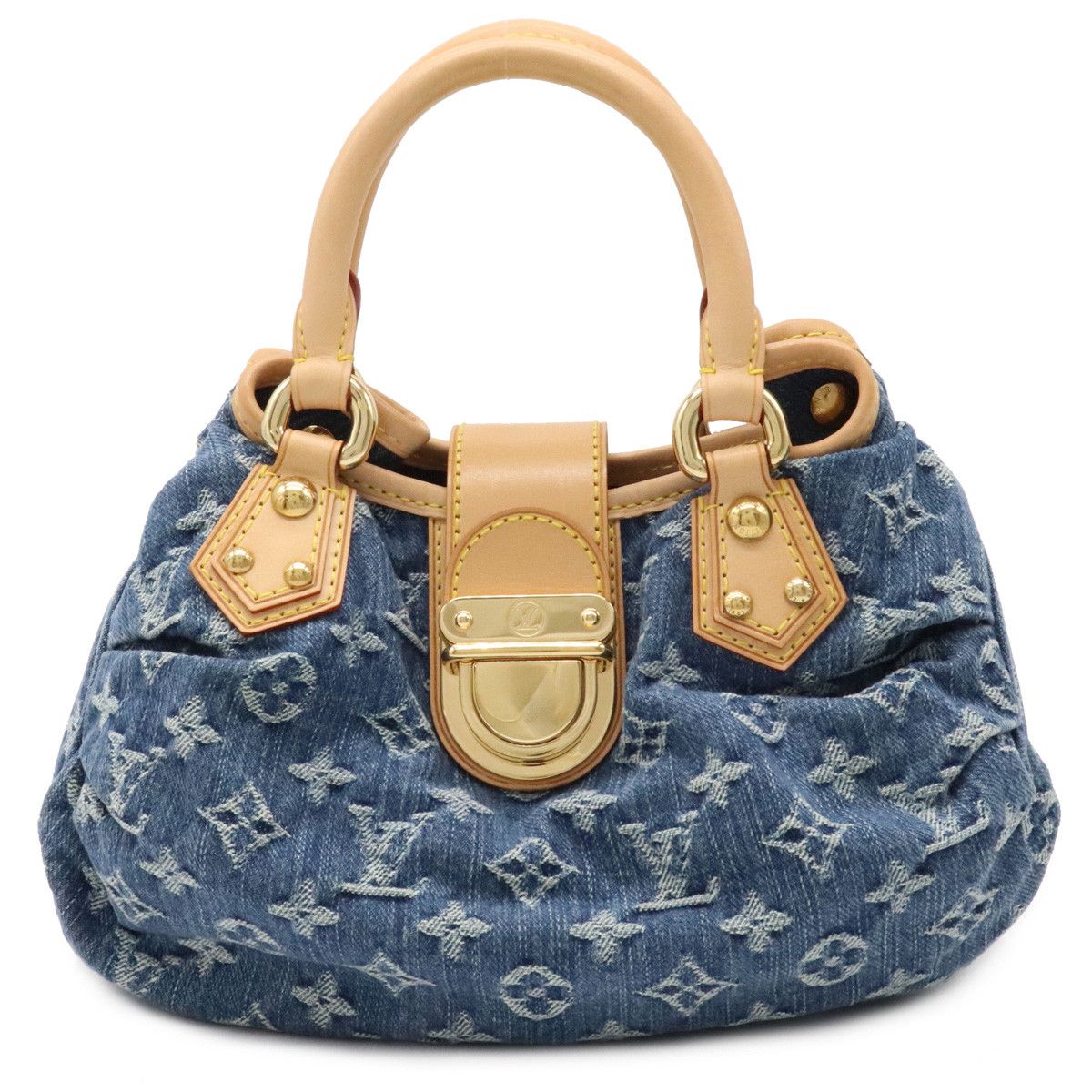 image of Louis Vuitton Monogram Denim Pretty Handbag Mini Bag Blue, Women's
