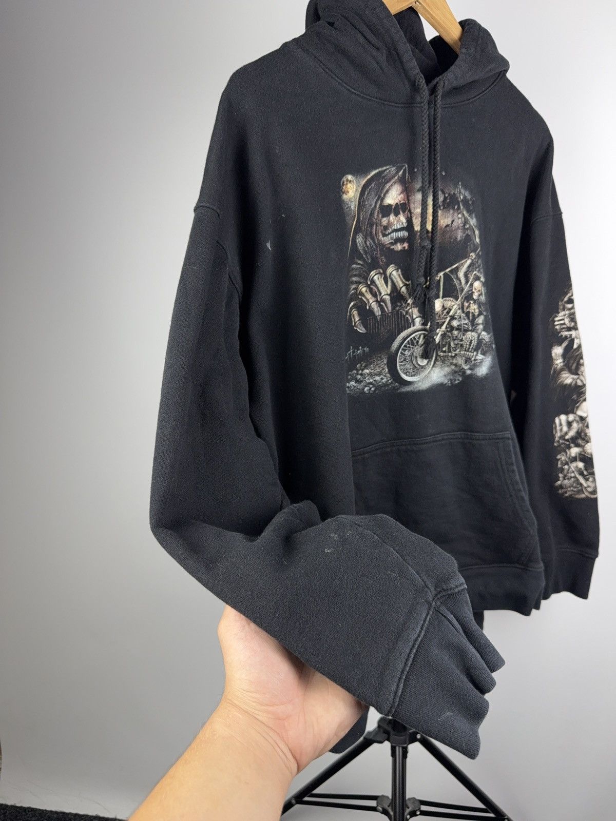 Harley Davidson Vintage 90s Faded Biker Death on Harley Logo Moto Hoodie Size US L / EU 52-54 / 3 - 3 Thumbnail