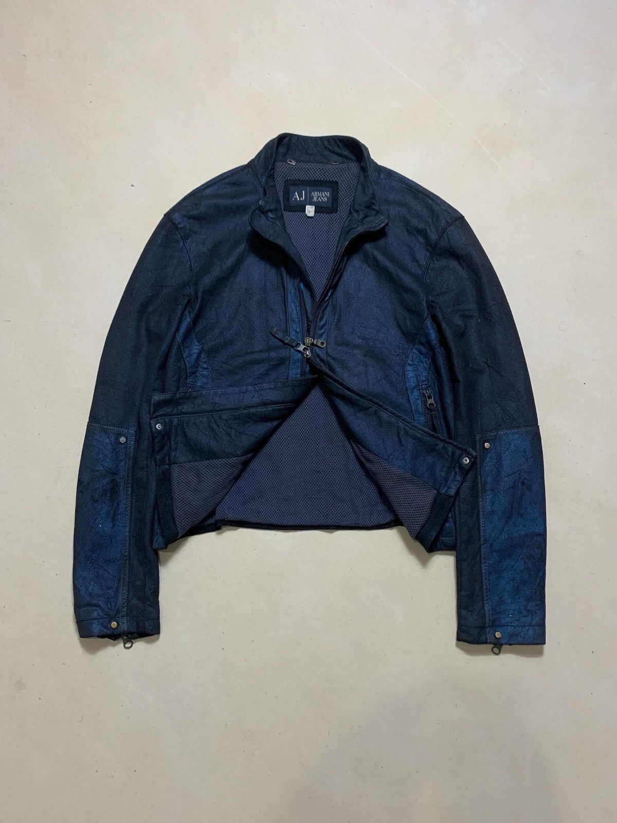 Armani Armani Jeans Navy Cracked Effect Faux Suede Size US L / EU 52-54 / 3 - 3 Thumbnail