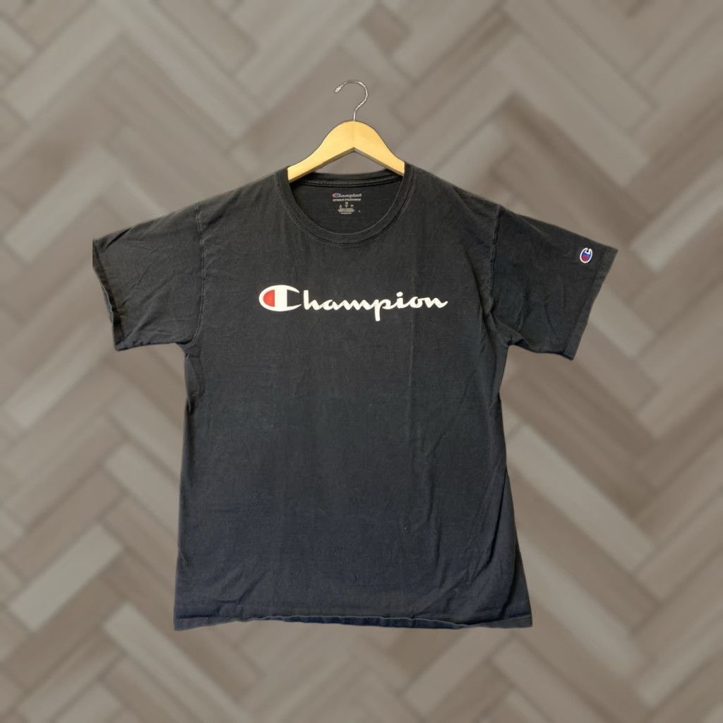 Champion VINTAGE Champion Shirt Adults M Black Cotton Short Sleeve Solid 90s Mens Womens Size US M / EU 48-50 / 2 - 1 Thumbnail