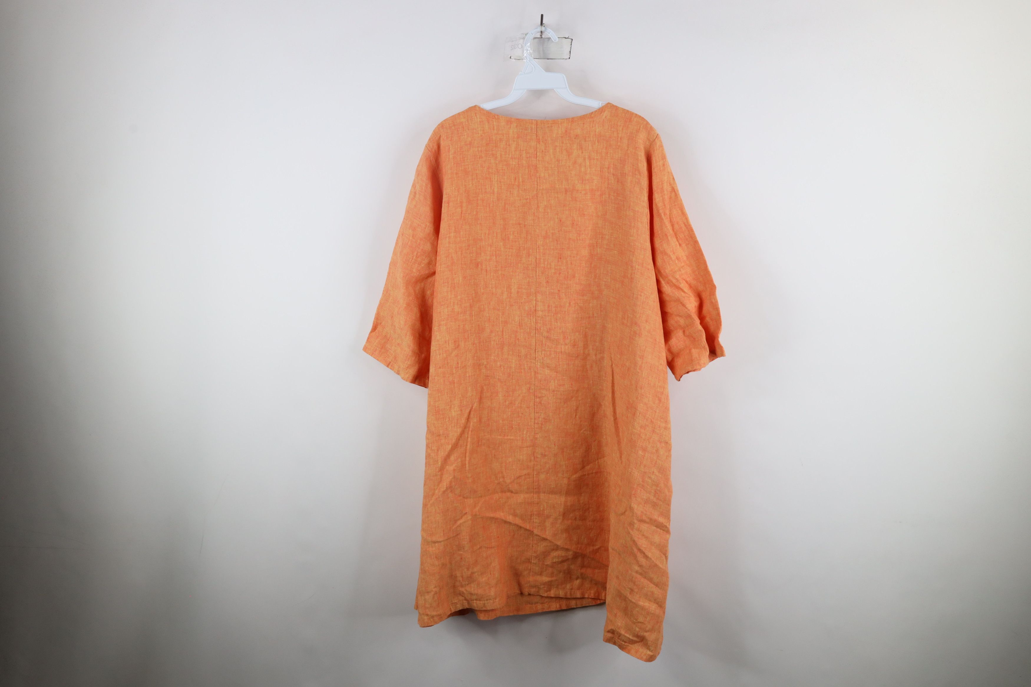 Bryn Walker × Vintage Bryn Walker Lagenlook Linen Pocket Tunic Shirt Orange USA Size L / US 10 / IT 46 - 9 Thumbnail