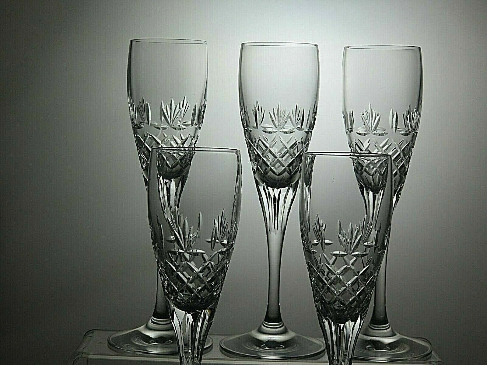 The Unbranded Brand Lead Crystal Cut Glass Set Of 5 Sherry Glasses 7 1/8" Size ONE SIZE - 4 Thumbnail