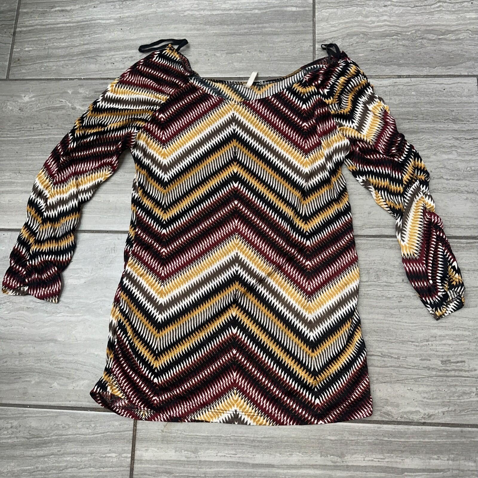 Other To To Collection Chevron Striped Gold Blouse L 1/4 Sleeve Size L / US 10 / IT 46 - 1 Thumbnail