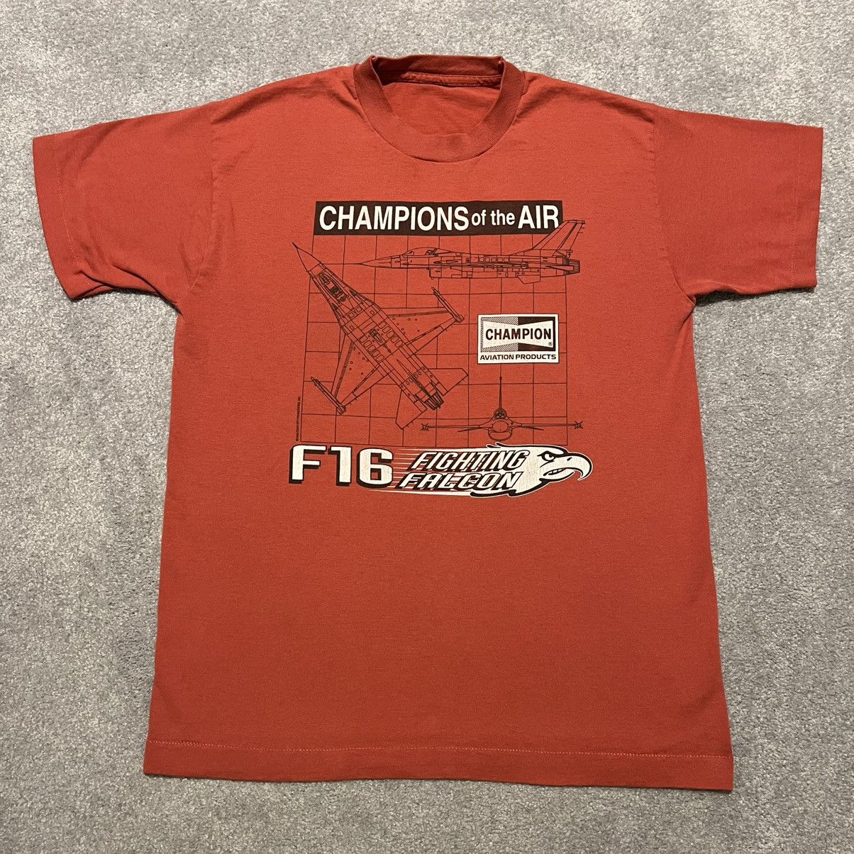 Vintage Vintage 90s Champions of the Air F16 Fighting Falcon T Shirt Size US L / EU 52-54 / 3 - 1 Thumbnail