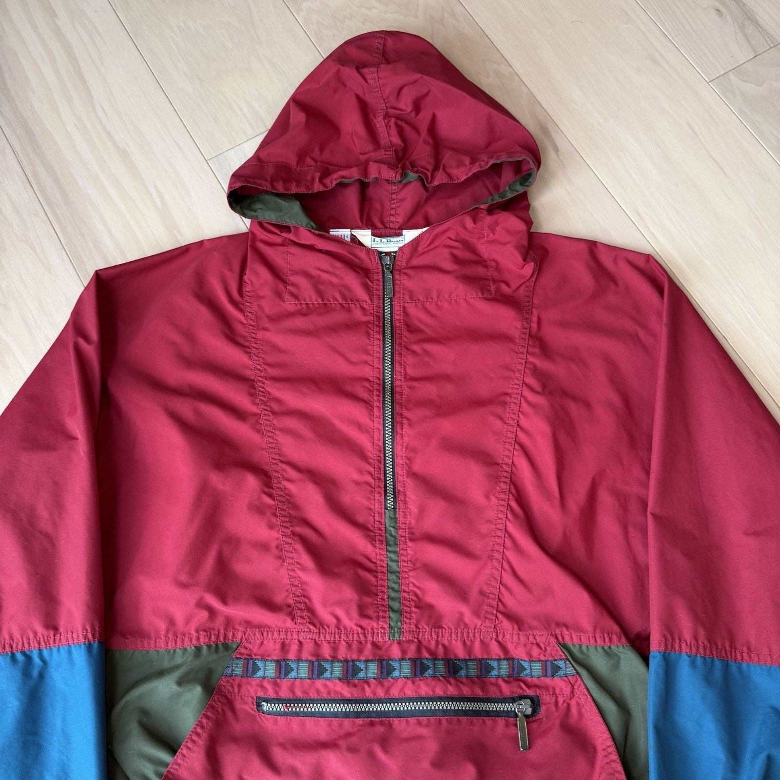 L.L. Bean Vintage LL Bean Anorak L Red 1/2 Zip Pullover Hooded 90s Size US L / EU 52-54 / 3 - 4 Thumbnail