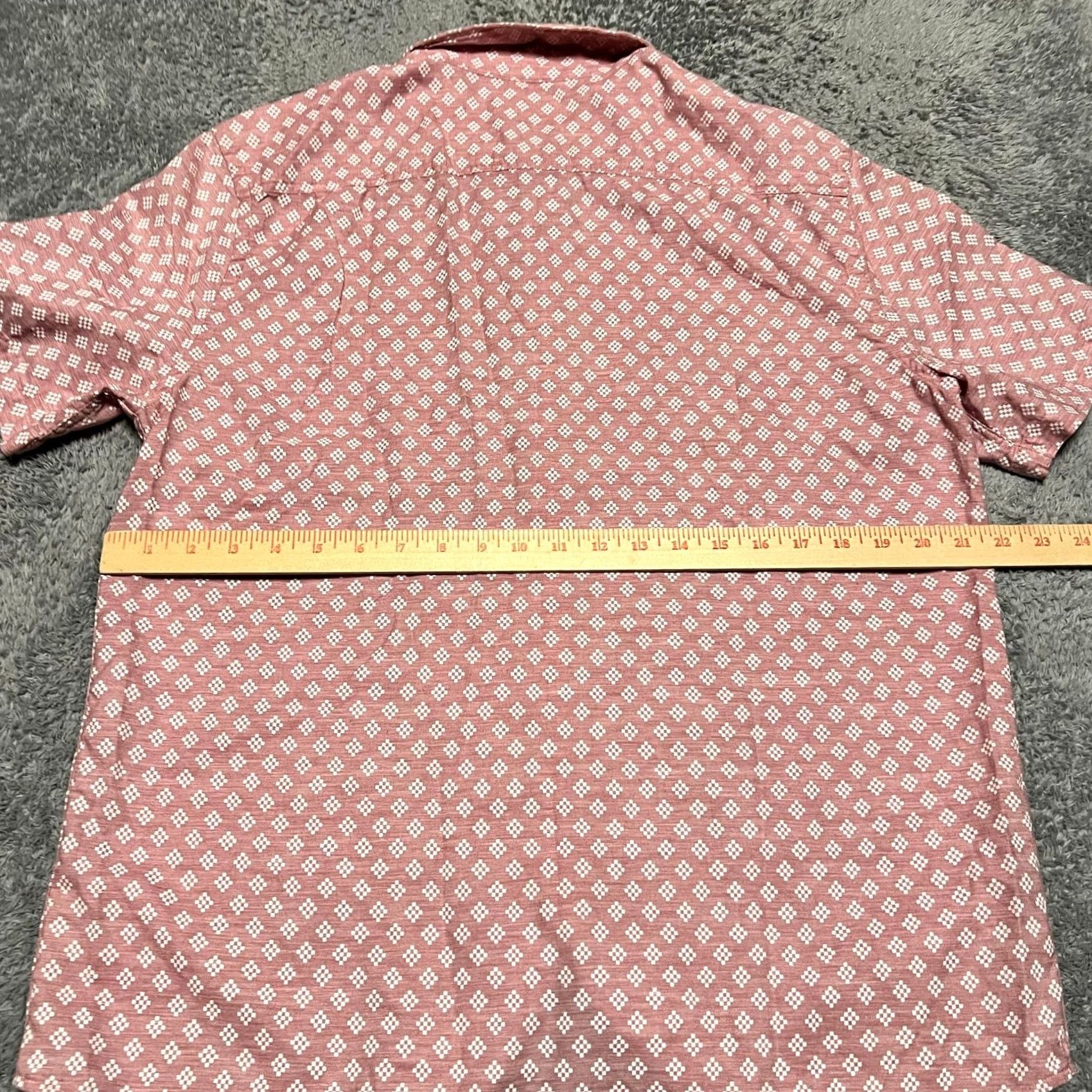 Faherty Faherty Playa Shirt Large Pink Stretch Organic Cotton Button Short Sleeve Mens Size US L / EU 52-54 / 3 - 5 Thumbnail