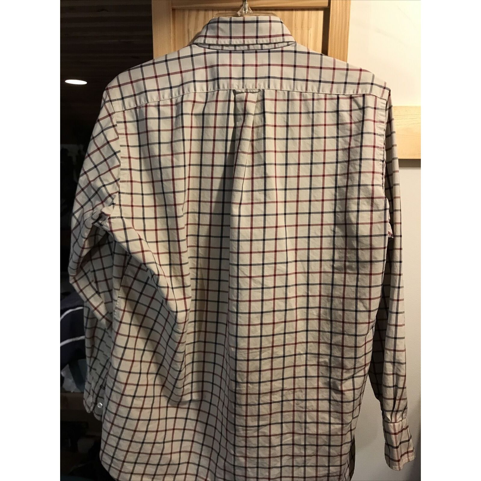 Faconnable Façonnable Men’s 14.5 Beige Red Blue Check LS Cotton Shirt Size US M / EU 48-50 / 2 - 10 Thumbnail