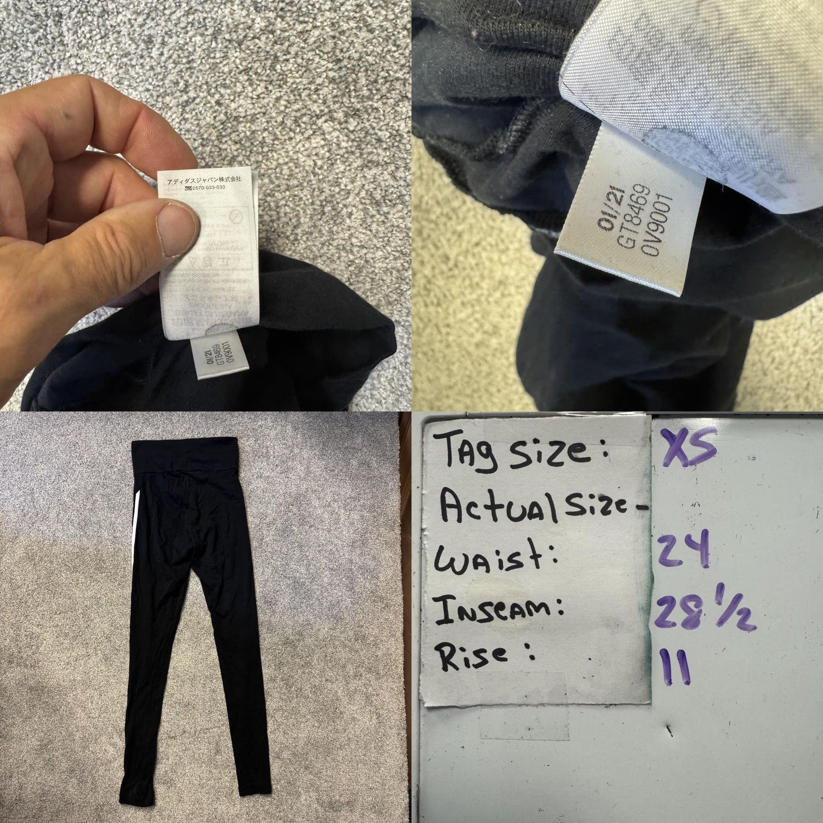 Adidas Adidas Pants Womens XS Black High Waisted 3-Stripes Leggings Trefoil GT8469 Size 26" / US 2 / IT 38 - 9 Thumbnail