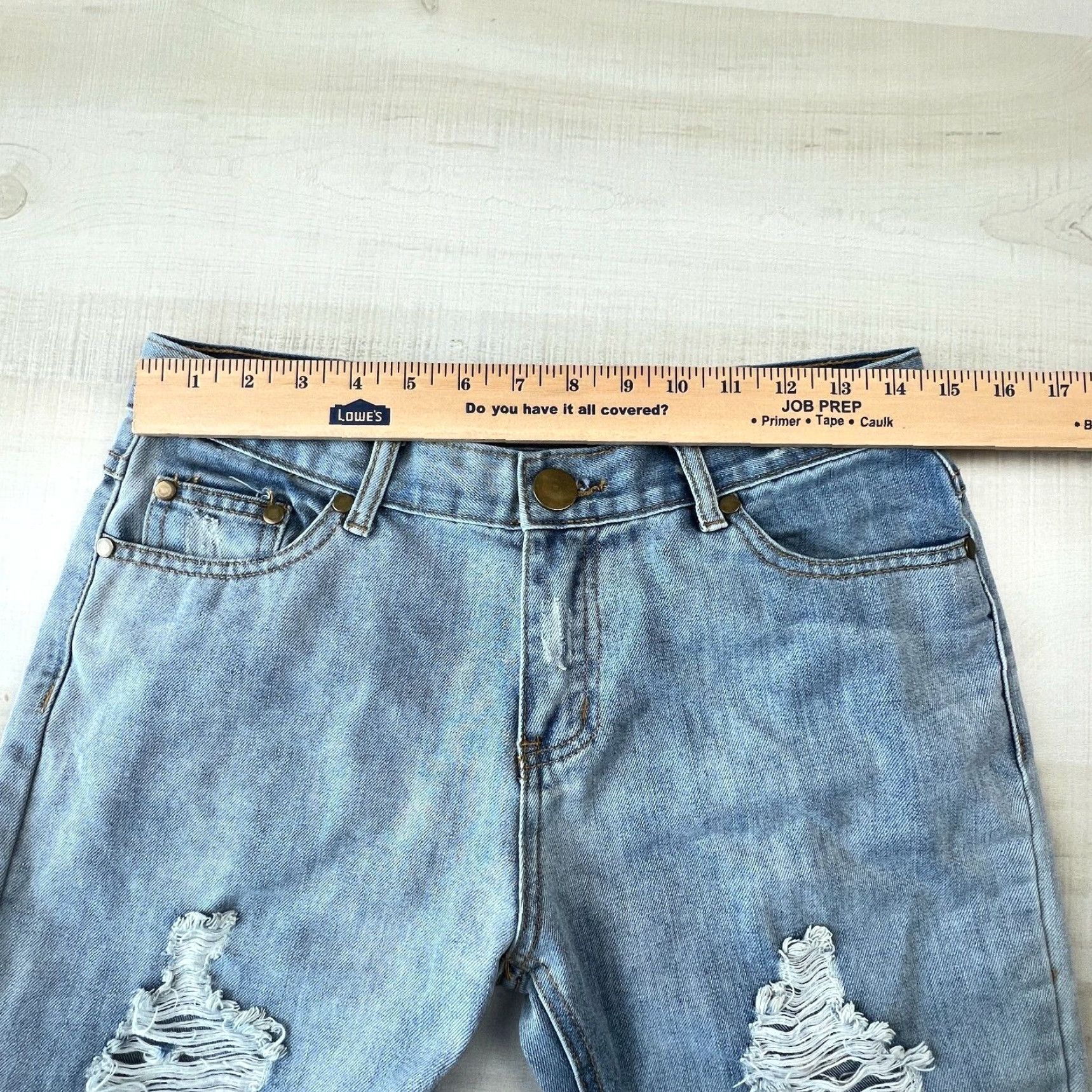 Vintage Tobi Womens Distressed Cropped Jeans Blue Light Wash 25 Regular Waist 29 Size 42" / US 20 - 7 Thumbnail