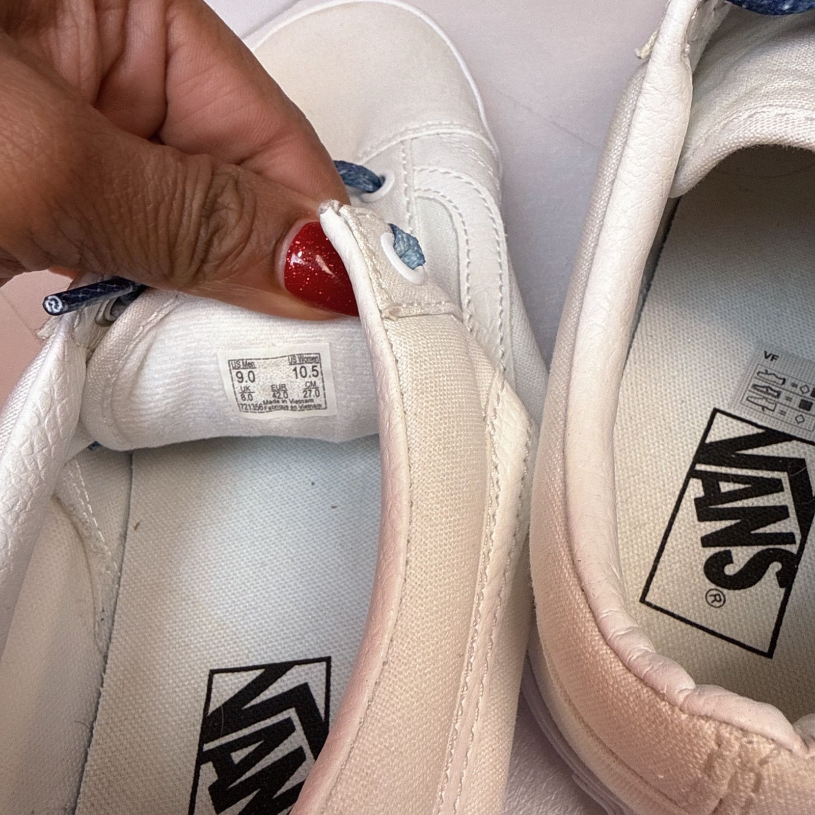 Vans Vans Old Skool White Canvas W/Blue Splatter LacesLow Top | 7 Size US 9 / EU 42 - 11 Thumbnail