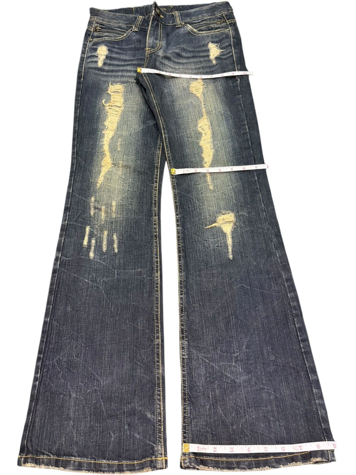 If Six Was Nine Vintage Japanese Lagust Rusty Wash Distress Flare Jeans Size 29" - 8 Thumbnail